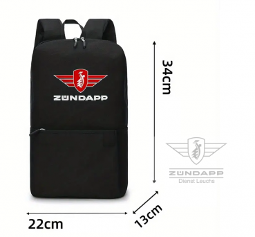 Zündapp Rucksack mit vielen Staufächern, Schwarz mit Emblem und Schrift